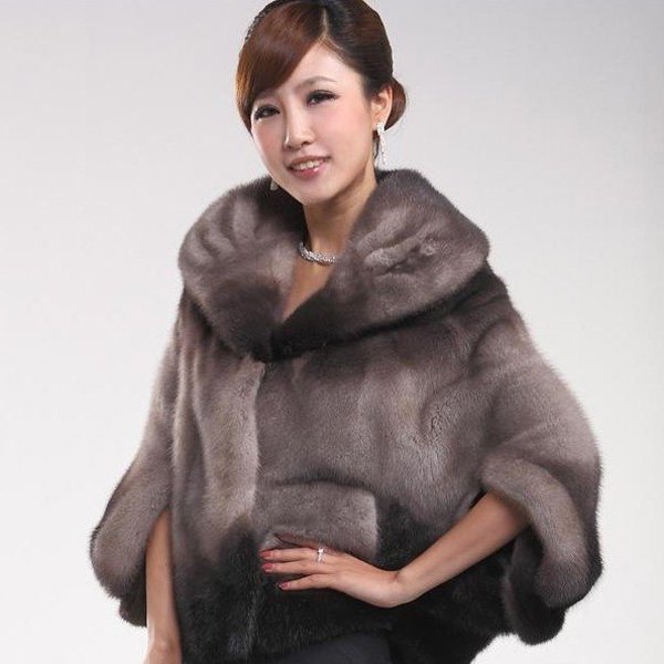 Top Qulity, Luxury, Genuine Real Mink Fur Coat Black / Grey