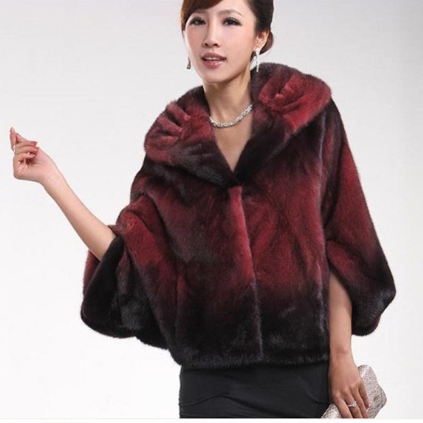 Top Qulity, Luxury, Genuine Real Mink Fur Coat Black / Red
