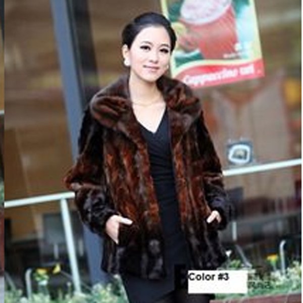 Top Qulity, Luxury, Genuine Real Mink Fur Coat / Jacket, Orange, L