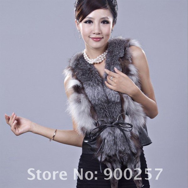 Unique, Stylish Genuine REAL Fox Fur & Leather Vest, L