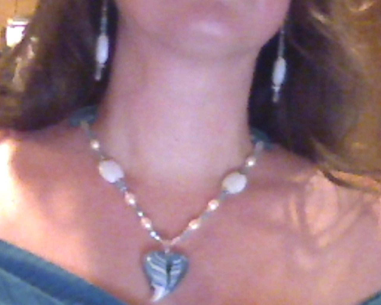 Artisan heart jewelry set lampwork glass opalite swarovski crystal