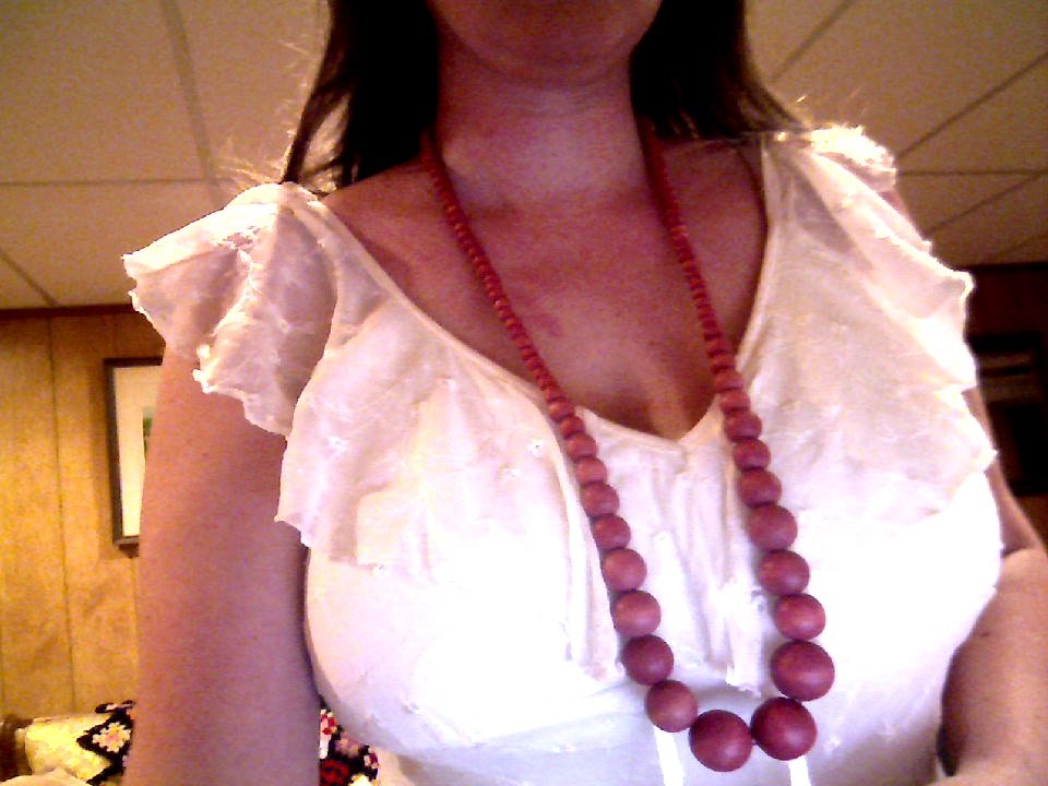 Artisan -Coral painted bead necklace
