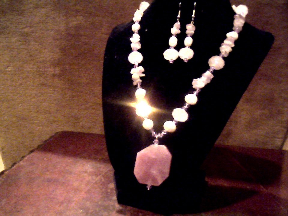 Agate pendant, Amethyst, Swarovski crystal & pearl set