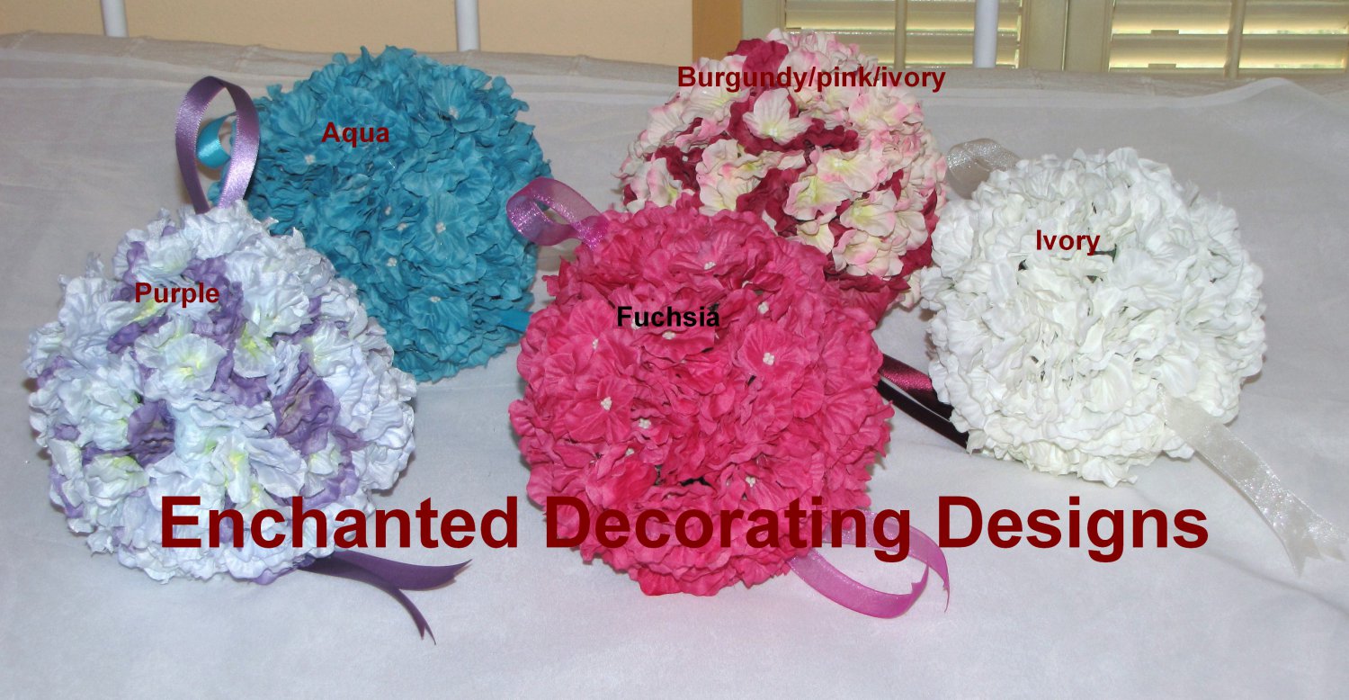 6" Silk Flower Kissing Ball Hydrangea Pomander Ball Wedding