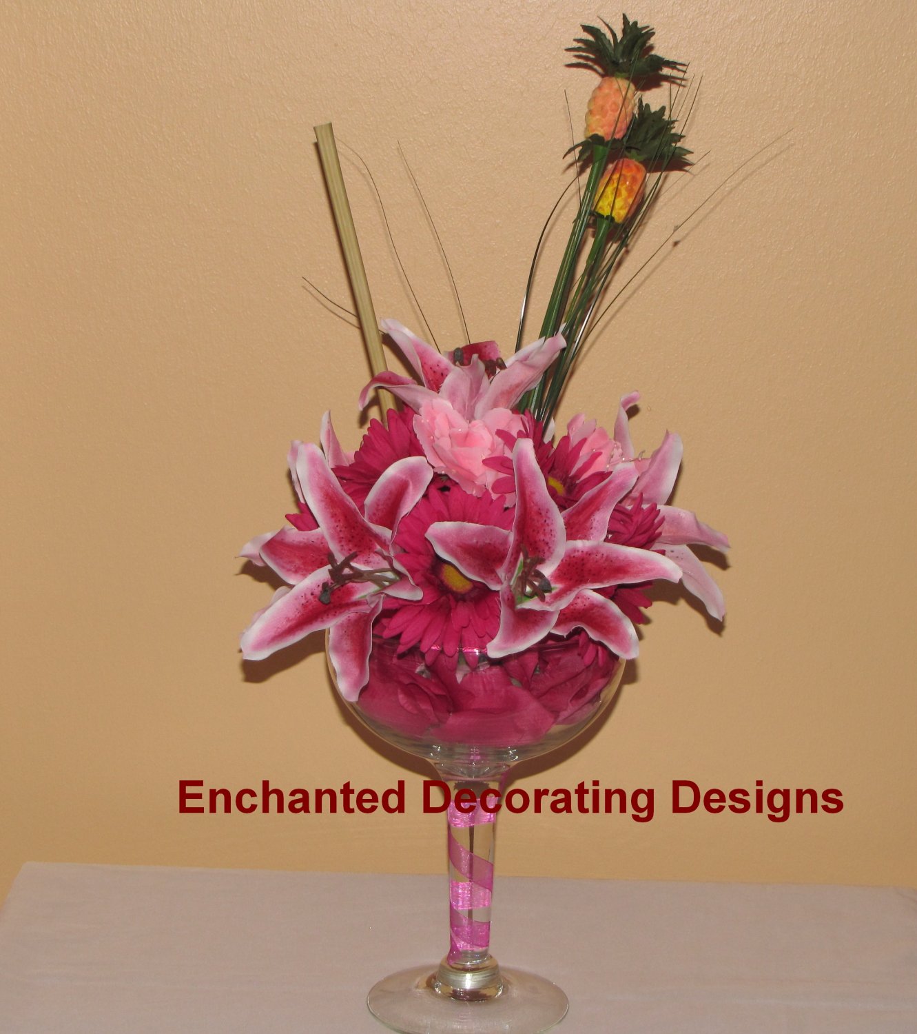 Tropical Martini Wedding Flower Decoration Centerpiece
