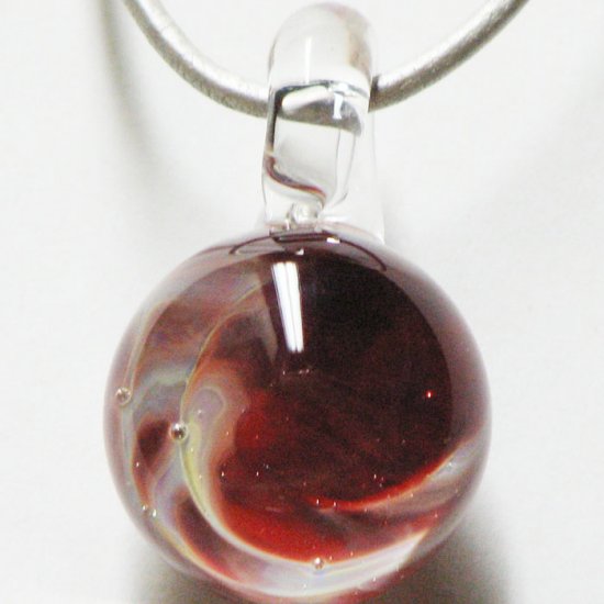 2 sided red nebula - handmade glass marble pendant