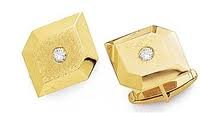 Mens diamond gold cuff links