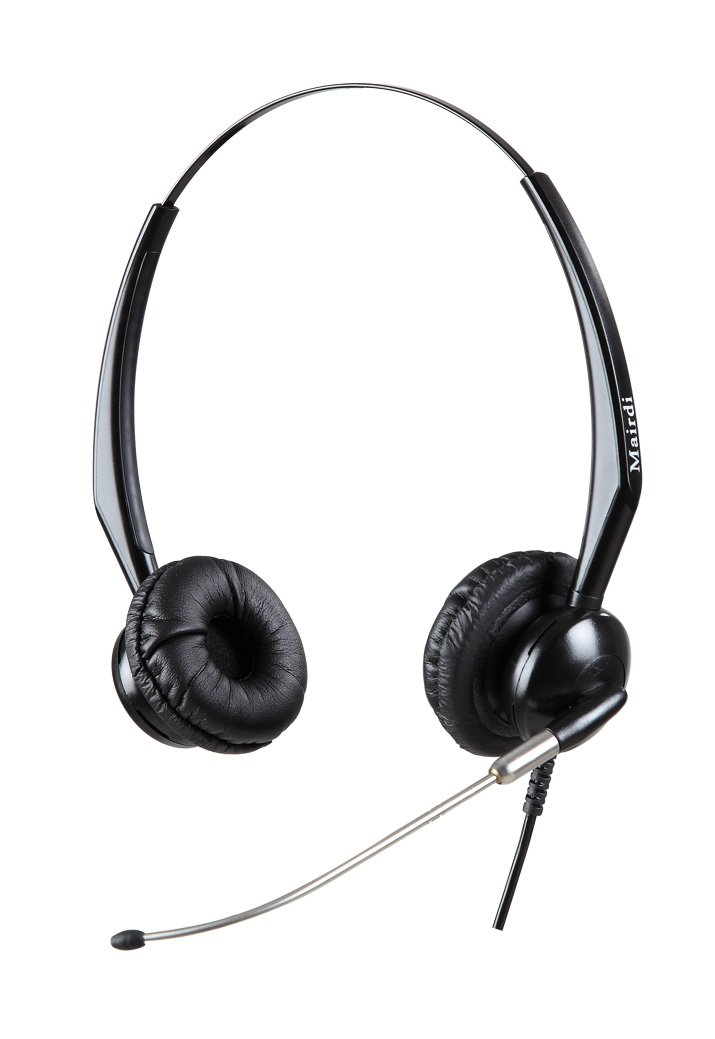 Binaural Mairdi MRD-512D Call Center Headset with Rigid Metal Microphone Boom