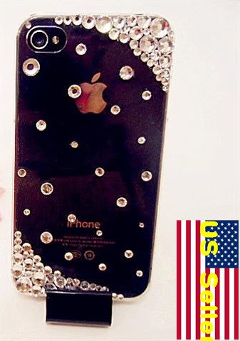 Iced Out Bling Bling Verizon Sprint Iphone 4 4S Clear Protector Back Cover Case HD
