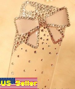 Verizon Sprint Iphone 4 4S Clear Back Case With Hello Kitty Pink Bow Style Bling Iced Out Crystal