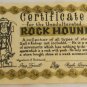 Parchment Comic Card "Certificate for Rock Hound"