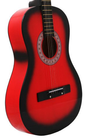 Red Acoustic Guitar + Extra Strings + Pick