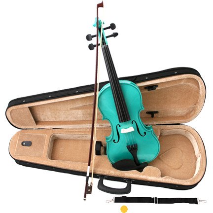 Green Acoustic Violin Full Size 4/4 + Bow + Case + Rosin