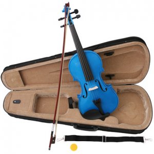 Blue Acoustic Violin Full Size 4/4 + Bow + Case + Rosin