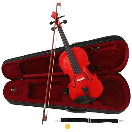 Red Acoustic Violin Full Size 4/4 + Bow + Case + Rosin
