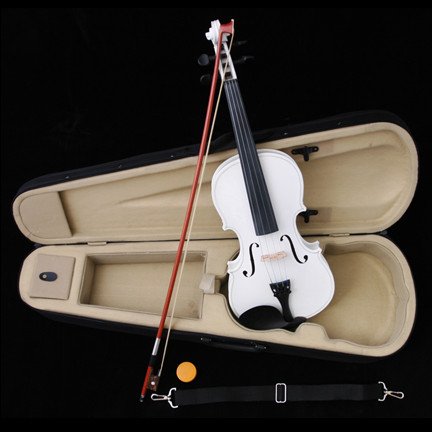 White Acoustic Violin Full Size 4/4 + Bow + Case + Rosin