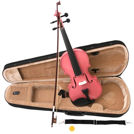 Pink Acoustic Violin Full Size 4/4 + Bow + Case + Rosin
