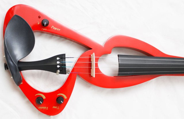 Red Electric Violin Full Size 4/4 + Bow + Rosin + Bag + Amp Cable + Headphone