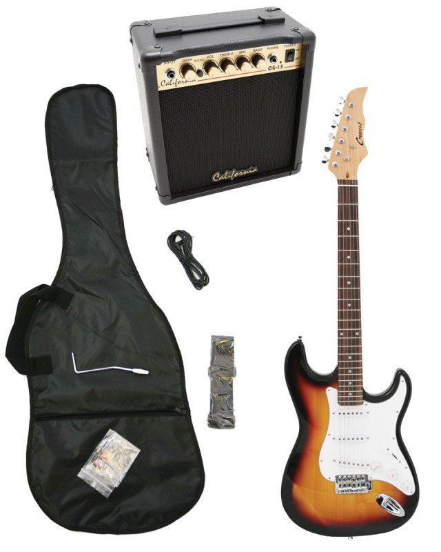 Sunburst Electric Guitar + 15w Amp + Gig Bag + Cord + Whammy Bar + Strap + Picks