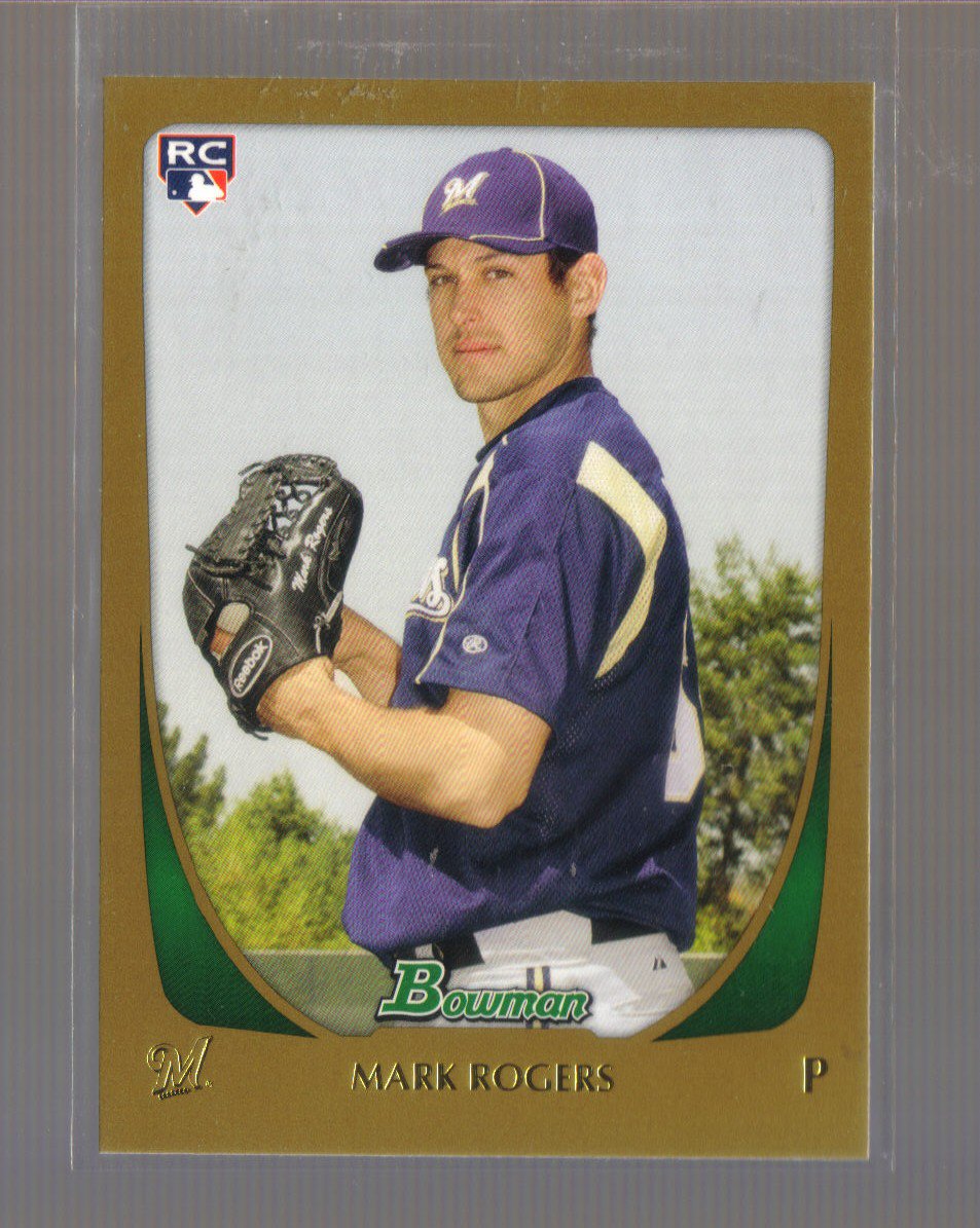 2011 Bowman Gold #208 MARK ROGERS RC Brewers