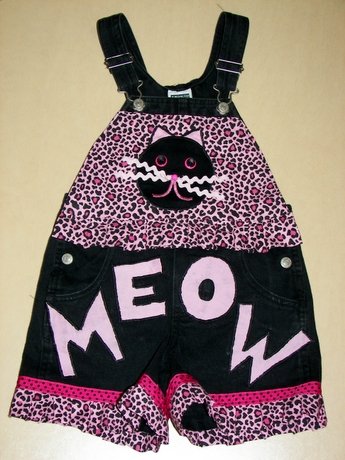 One-of-a-kind Custom Boutique Cat Shortalls Sz 4/5