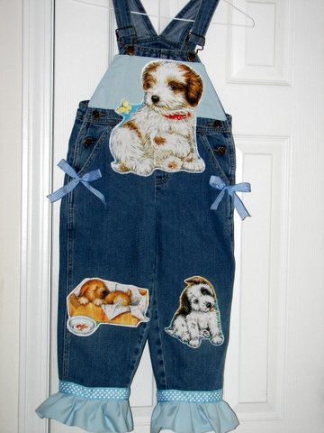 One-Of-A-Kind Custom Boutique Puppy-Love Overalls Sz 5