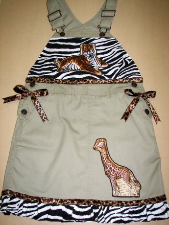 One-Of-A-Kind Custom Boutique Safari-Themed Overalls Sz 6x