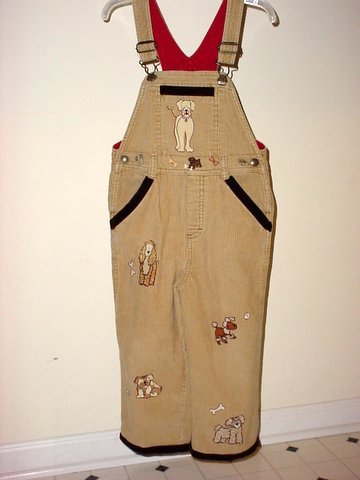 One-of-a-kind Custom Designed PuppyDog-Themed Overalls Sz 3T