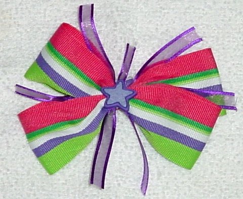 Multi-Color Striped Star Hair Bow