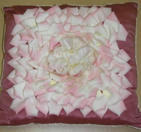 Mauve Moiré Pillow with Light Pink Petals