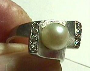 Stunning 1940's White Gold Pearl and Diamond Ring - Estate Piece