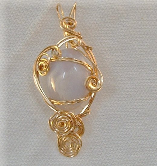 Clearance Sale! Angel's Breath, Blue Lace Agate in 14k Gold Filed wire