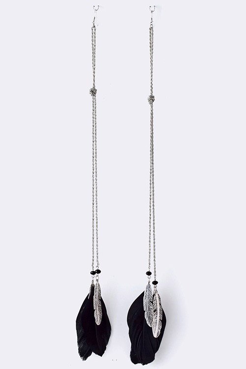 leaf feather drop earrings