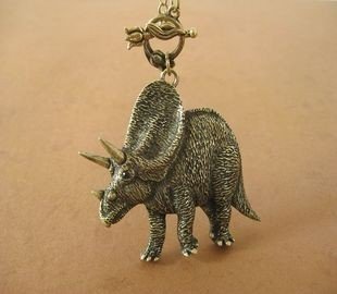 Antique Brass Dinosaur Necklace Pendant