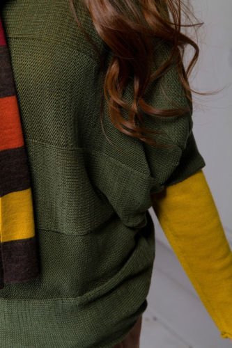 Green Crew Neck Batwing Sleeve Knit Short Sleeved Sweater Knitwear Top Women