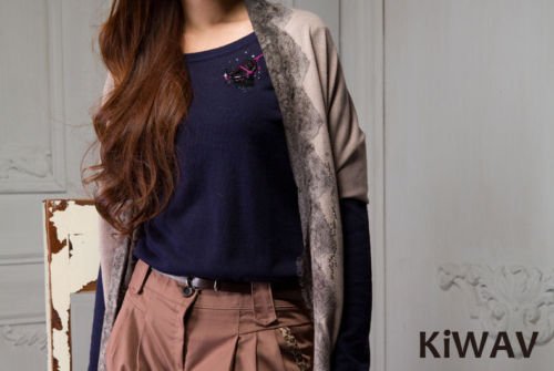 Blue Knitwear Long Sleeve Top Pullover Knit Sweater Merino Wool Crew Neck Women