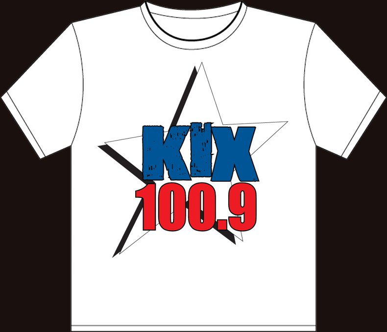 XXL - White - "Kix 100.9" 100% Cotton T-shirt