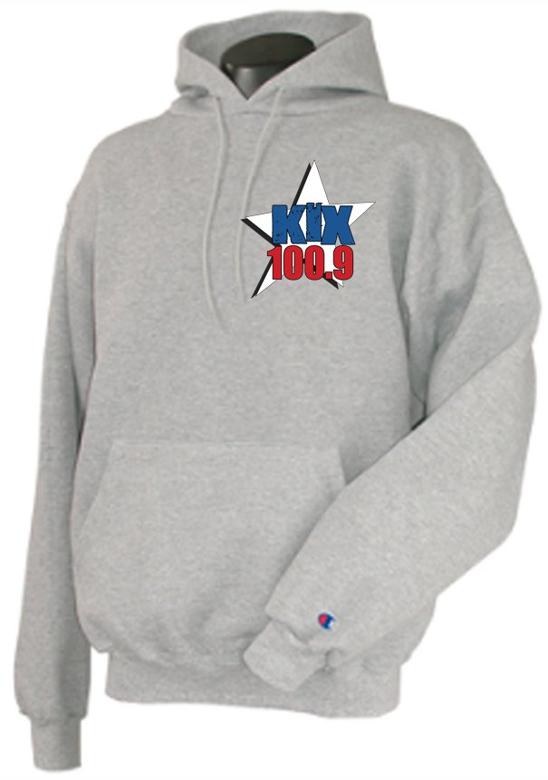 XXXL - Light Steel - "Kix 100.9" 50/50 Champion Hooded Sweatshirt