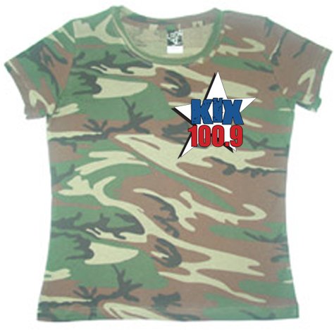 XXL - Camouflage - "Kix 100.9" 100% Cotton Ladies T-shirt