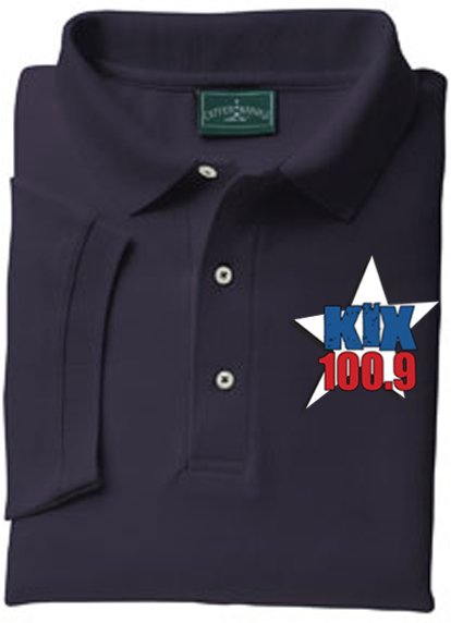 Large - Navy - "Kix 100.9" Outer Banks Collared Shirt