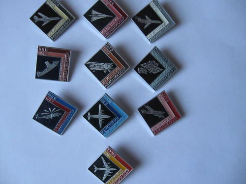 Russian/Soviet Aircraft. Set of 10 Badges