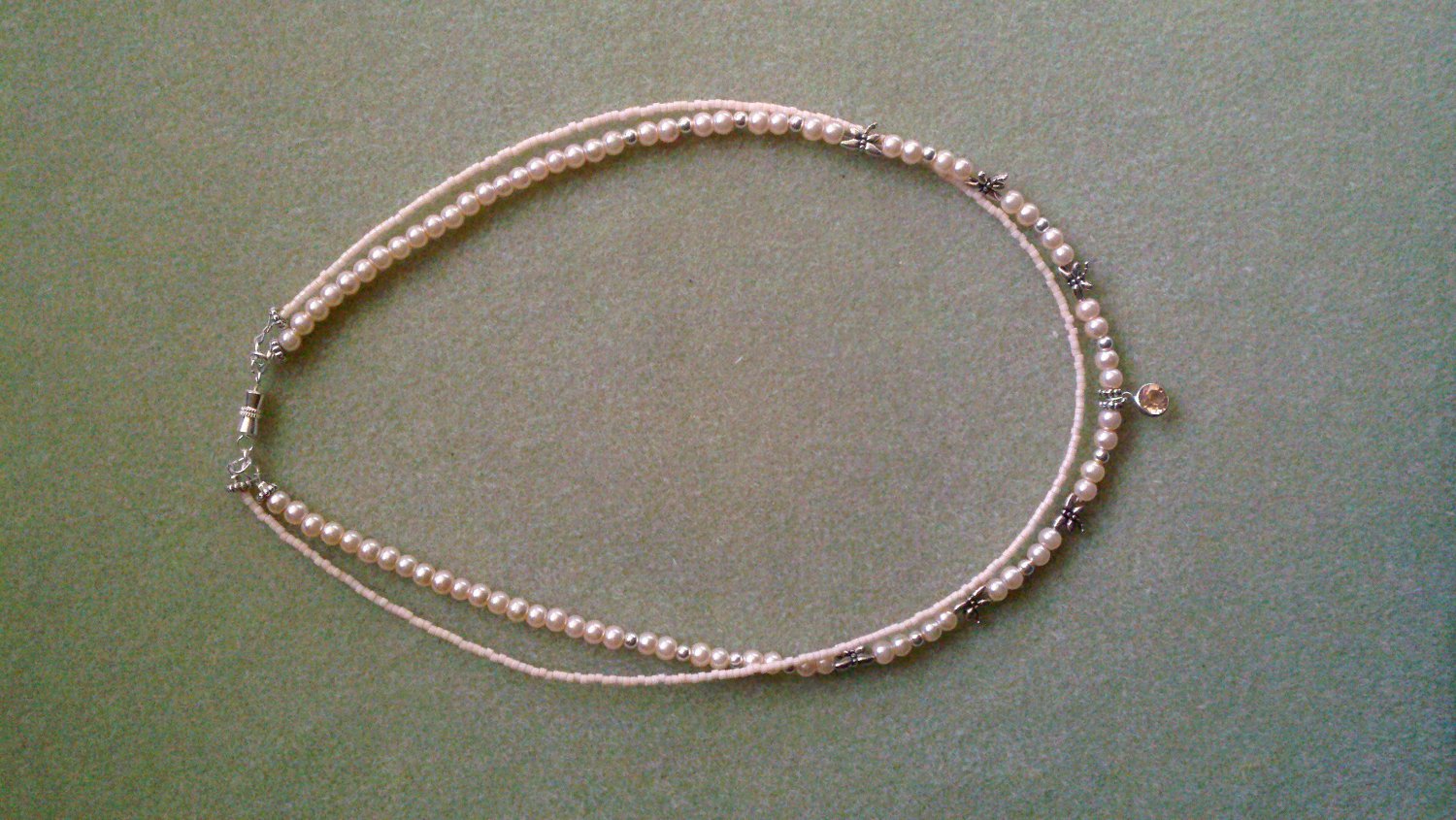 Peach Dragonfly Double Strand Necklace