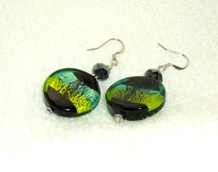 Sea Green Lampwork Glass Bead Earring