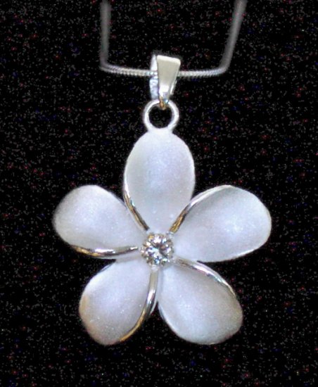 Silver Hawaiian Plumeria Flower Pendant