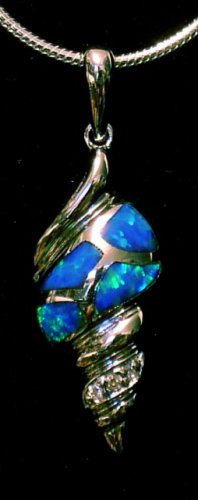 Opal Seashell Silver Pendant