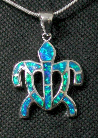 Hawaiian Honu (Turtle) Opal Pendant, silver