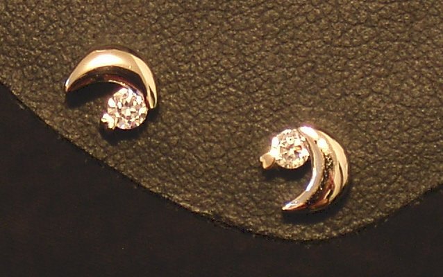 Silver Moon Earrings with CZ