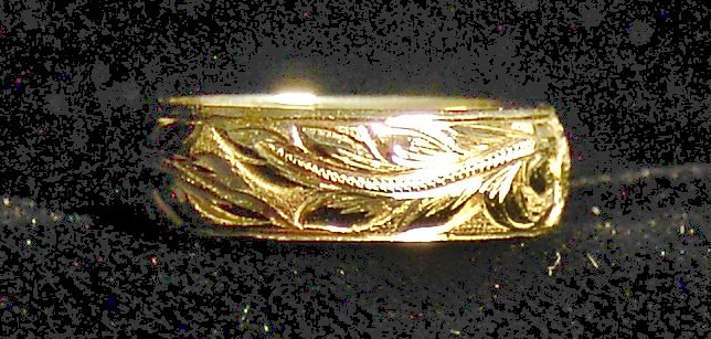 14kt Gold Traditional Hawaiian Heirloom Ring, 6mm, sz 9.00