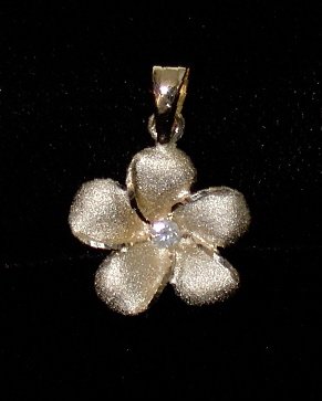 14kt Gold and Diamond Hawaiian Plumeria Flower