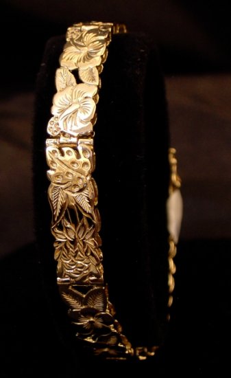 14kt Gold Hawaiian Garden Link Bracelet